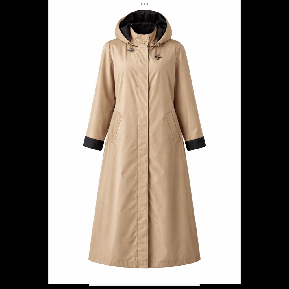 Jessica London Size 16W Taupe Hooded Maxi Coat Fully Lined